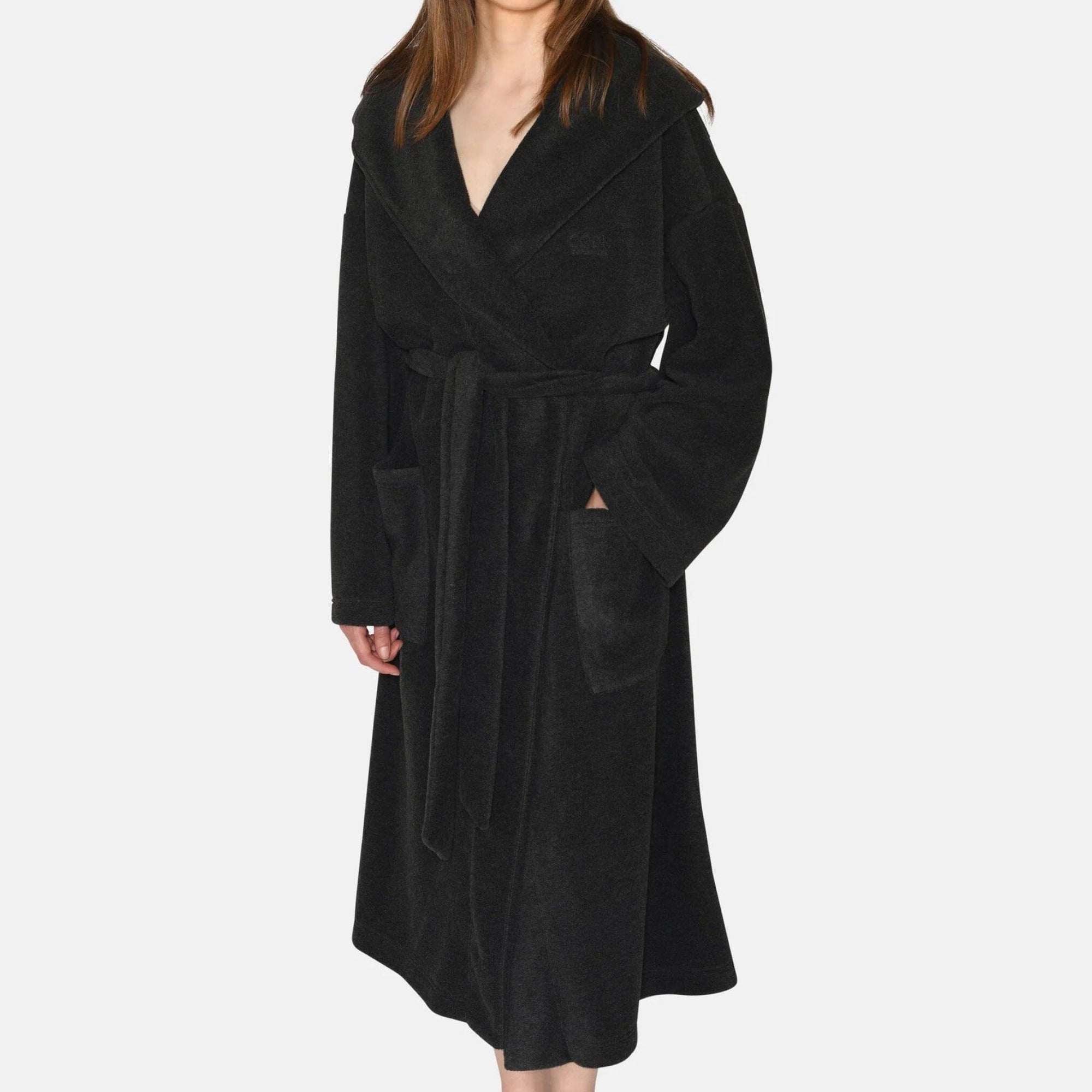 Soft fleece hooded robe [Dark Grey Melange] Sleep CCDK 