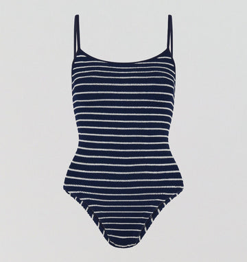 Spaghetti strap scoop one piece [Navy / White Stripe] Swim Hunza G 