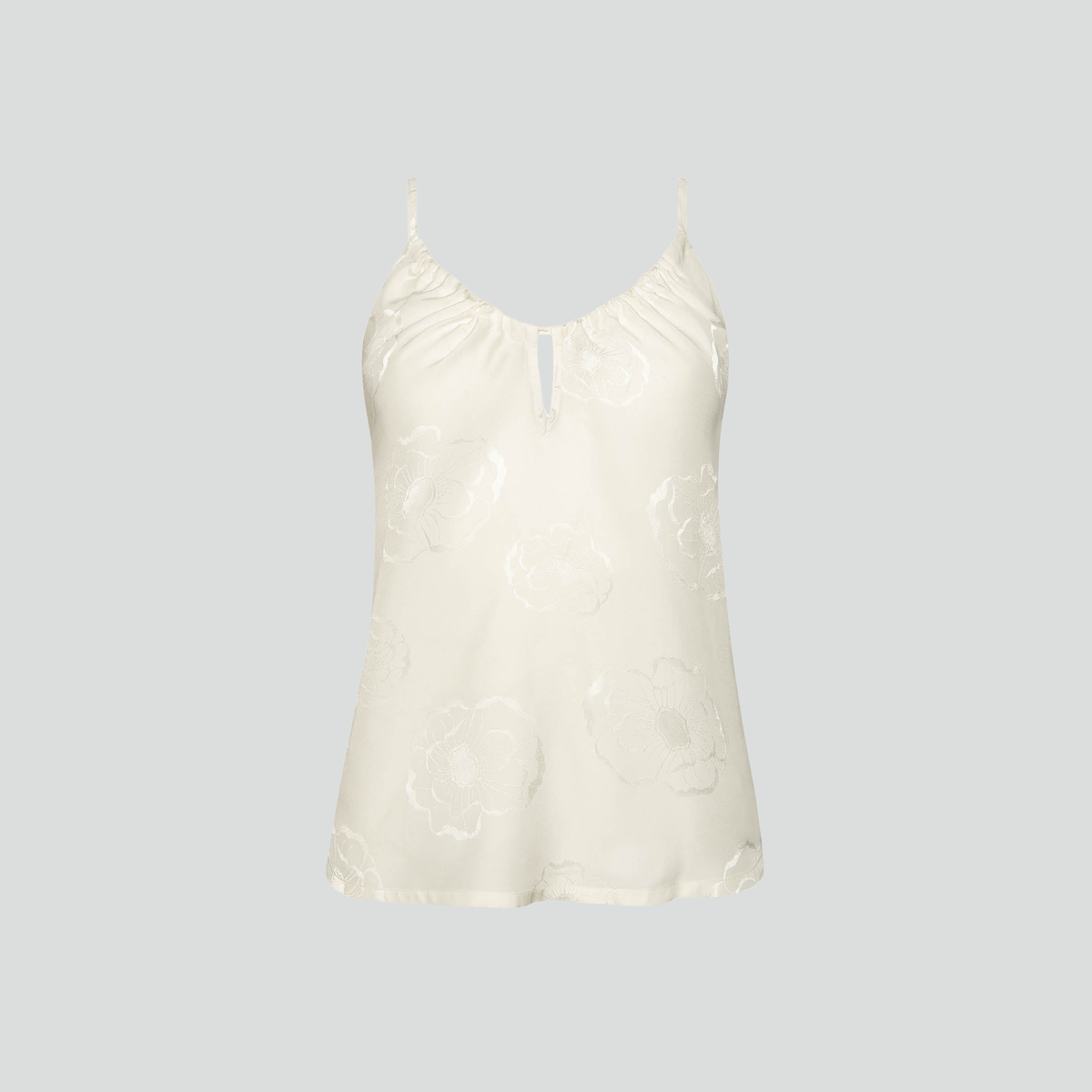 Spaghetti strap cami pyjama top [Ivory Poppy]
