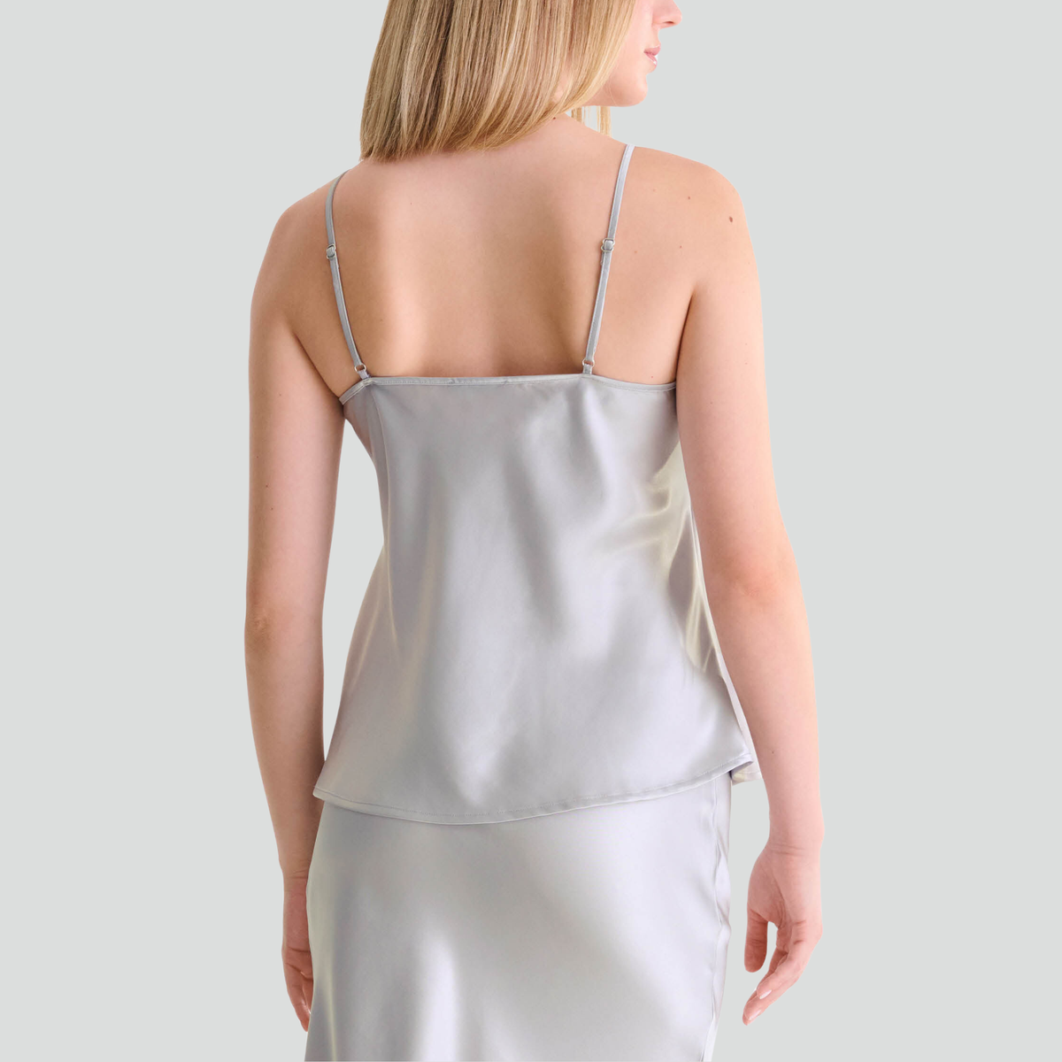 Spaghetti strap satin cami top [Silver Shimmer]