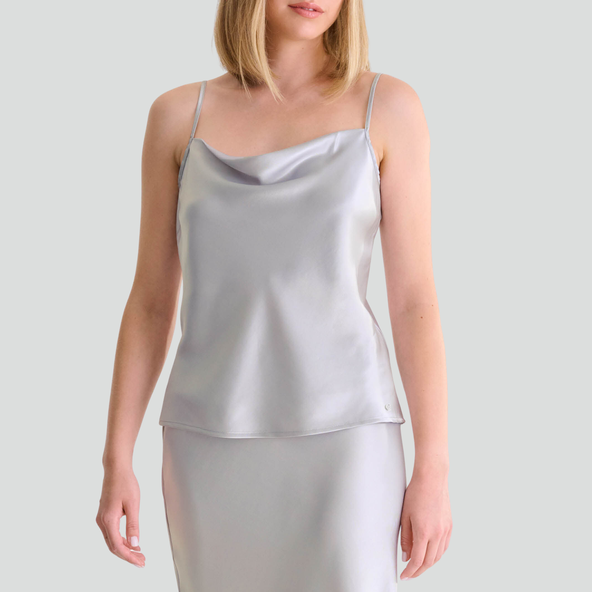 Spaghetti strap satin cami top [Silver Shimmer]