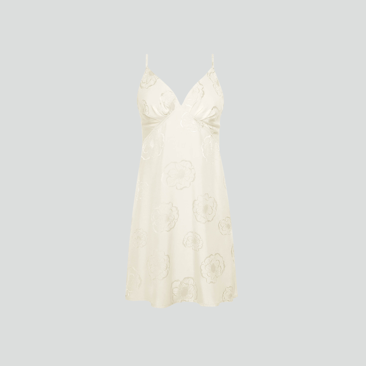 Spaghetti strap short slip dress [Ivory Poppy]