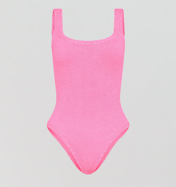 Square neck low back one piece (Bubblegum Crinkle) Swim Hunza G 