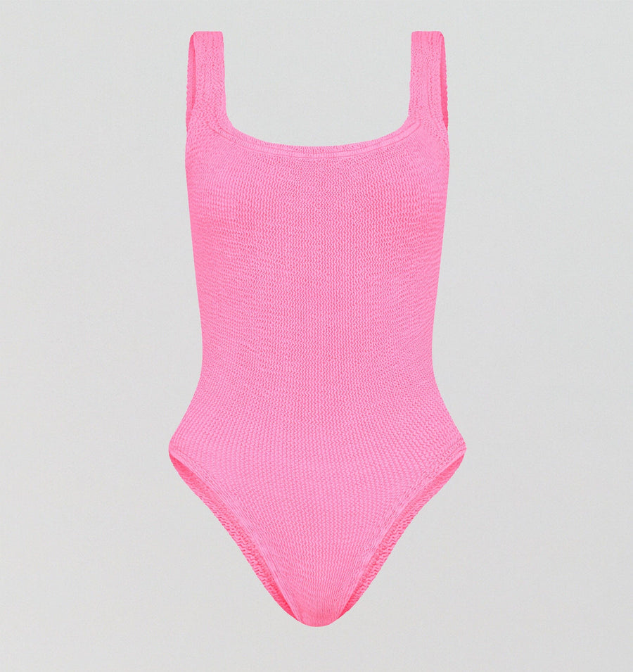 Square neck low back one piece (Bubblegum Crinkle) Swim Hunza G 