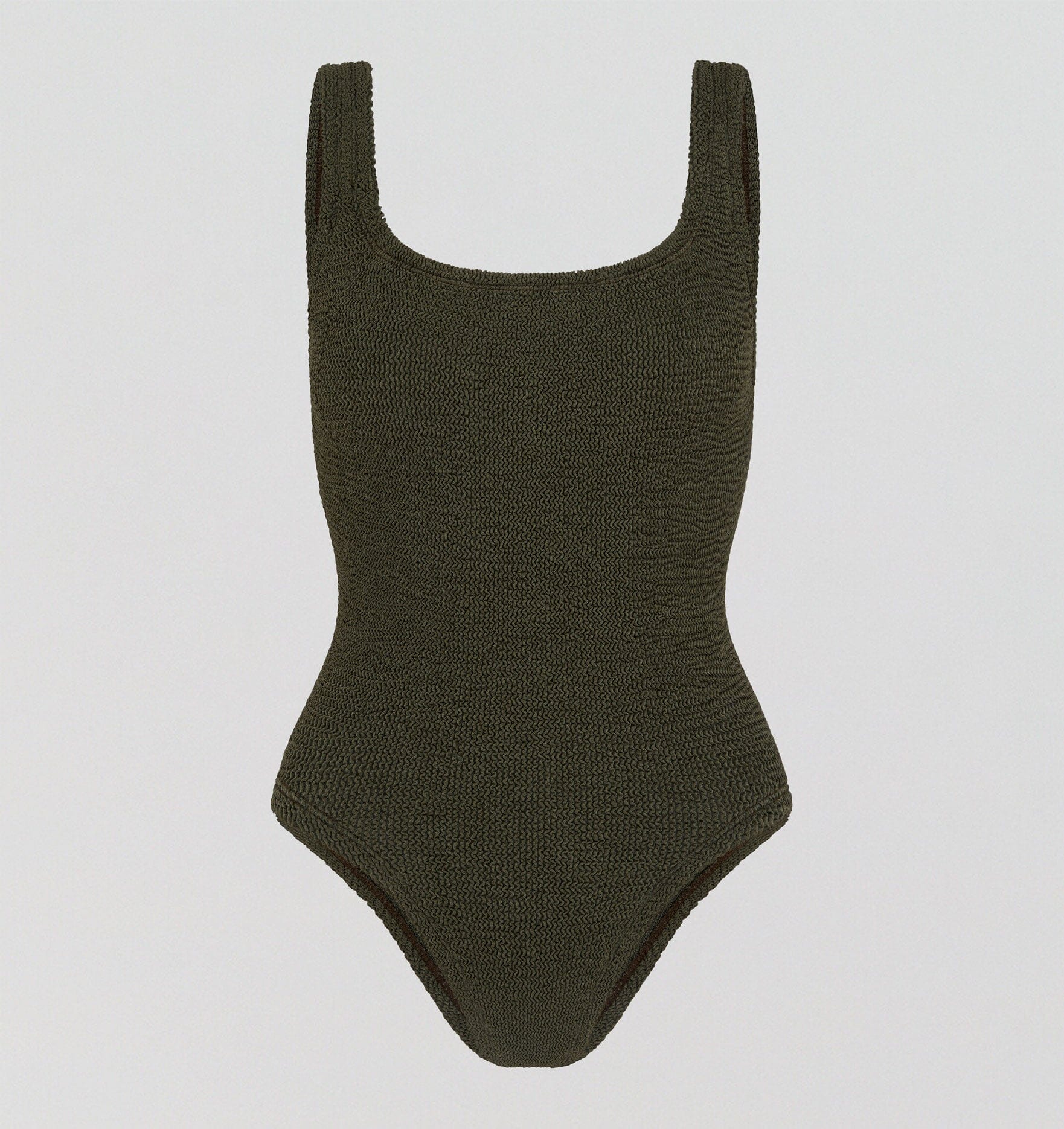 Square neck low back one piece (Khaki Crinkle) Swim Hunza G 