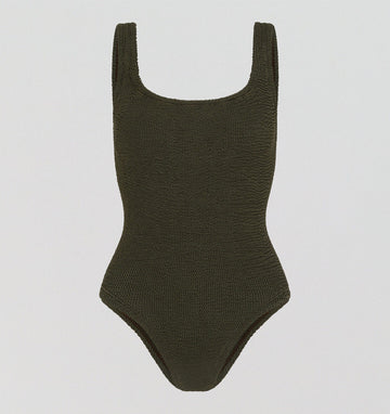 Square neck low back one piece (Khaki Crinkle) Swim Hunza G 