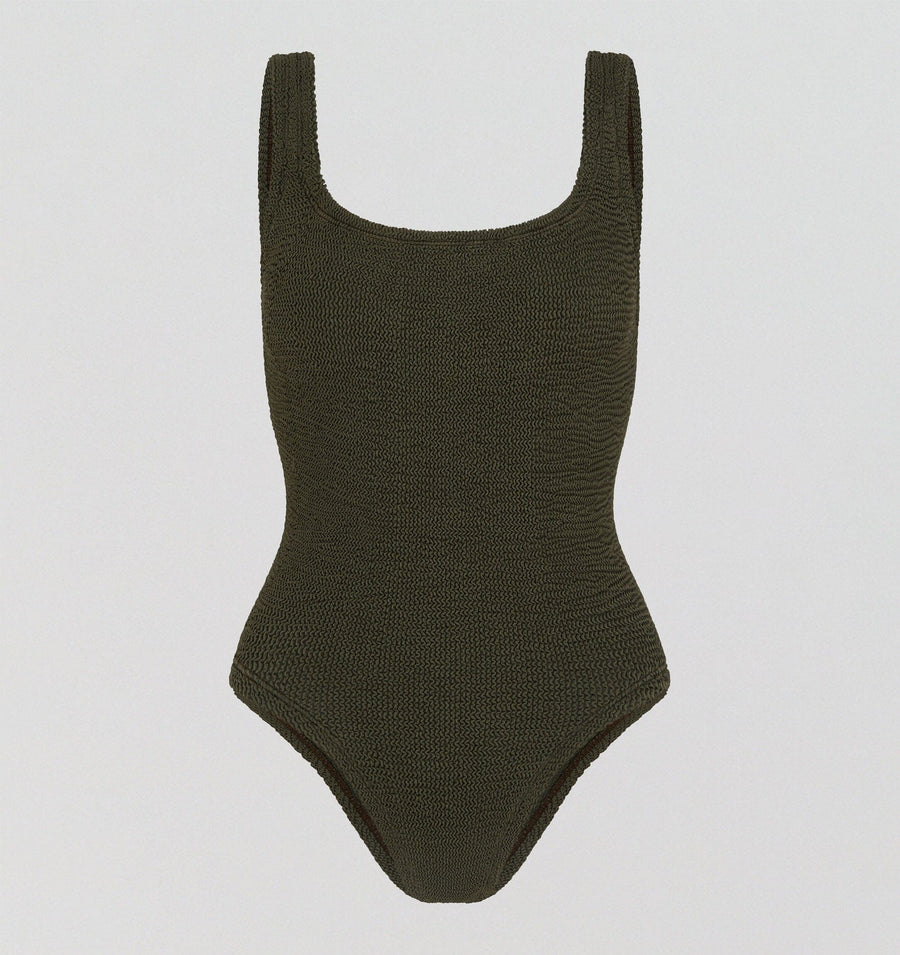 Square neck low back one piece (Khaki Crinkle) Swim Hunza G 