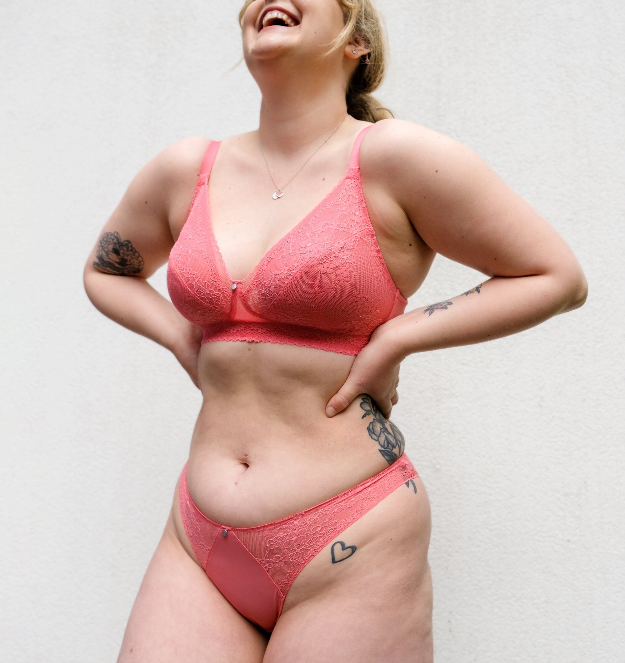 Floral lace tanga [Coral] Bottoms Panache 