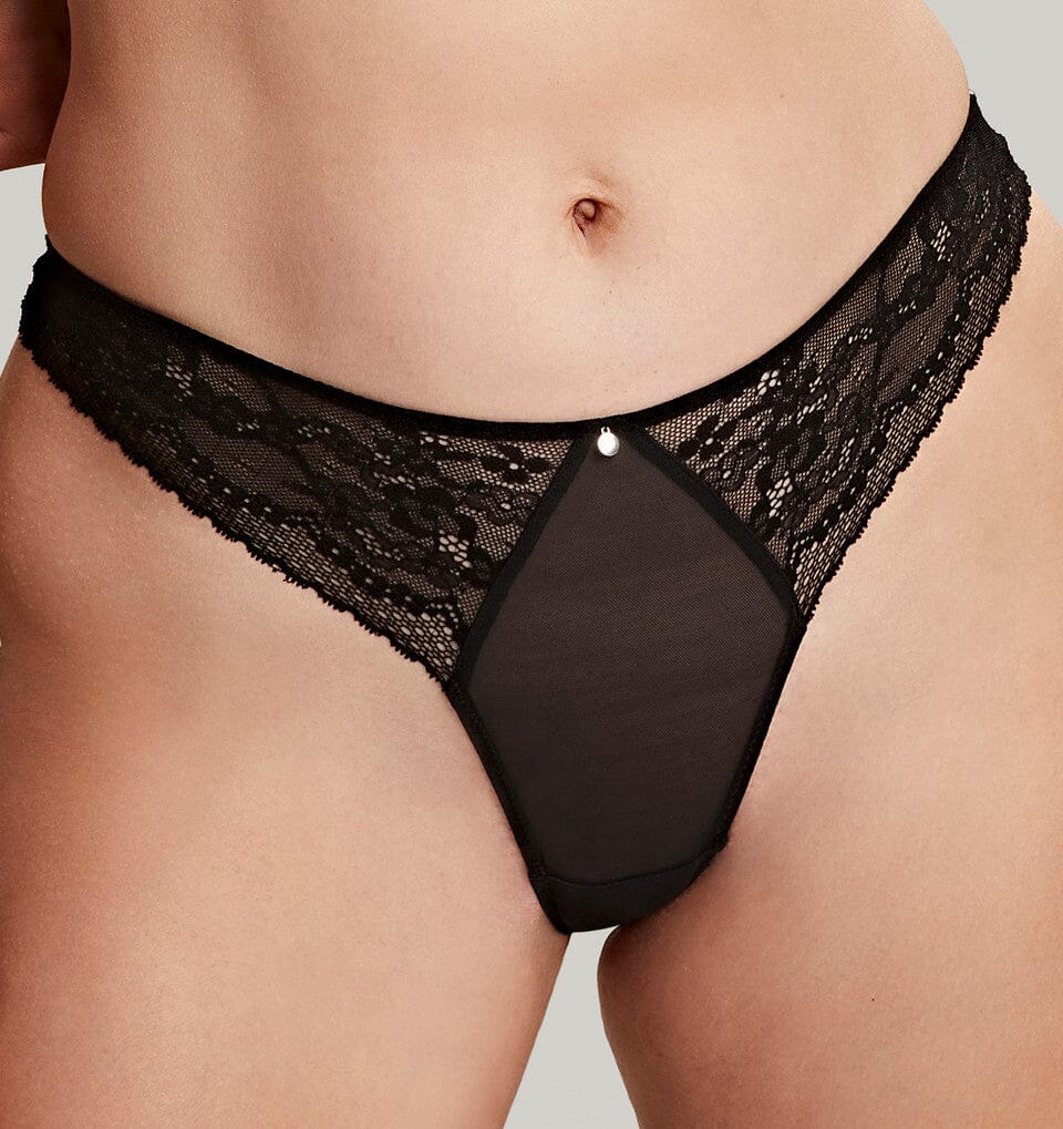 Floral lace tanga [Black] Bottoms Panache 