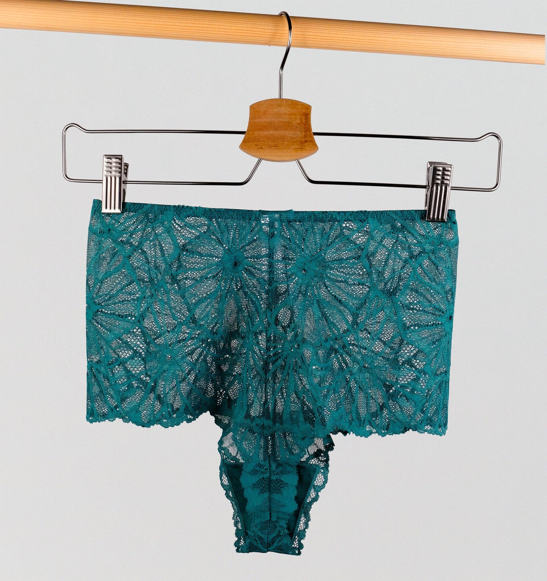 Teal lace & plum high waist tanga Bottoms Dora Larsen 