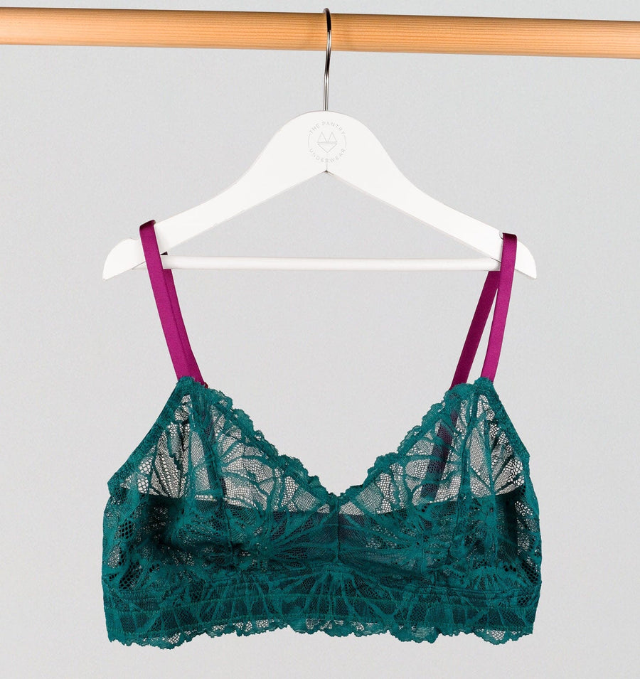 Teal lace & plum soft bra – The Pantry Underwear