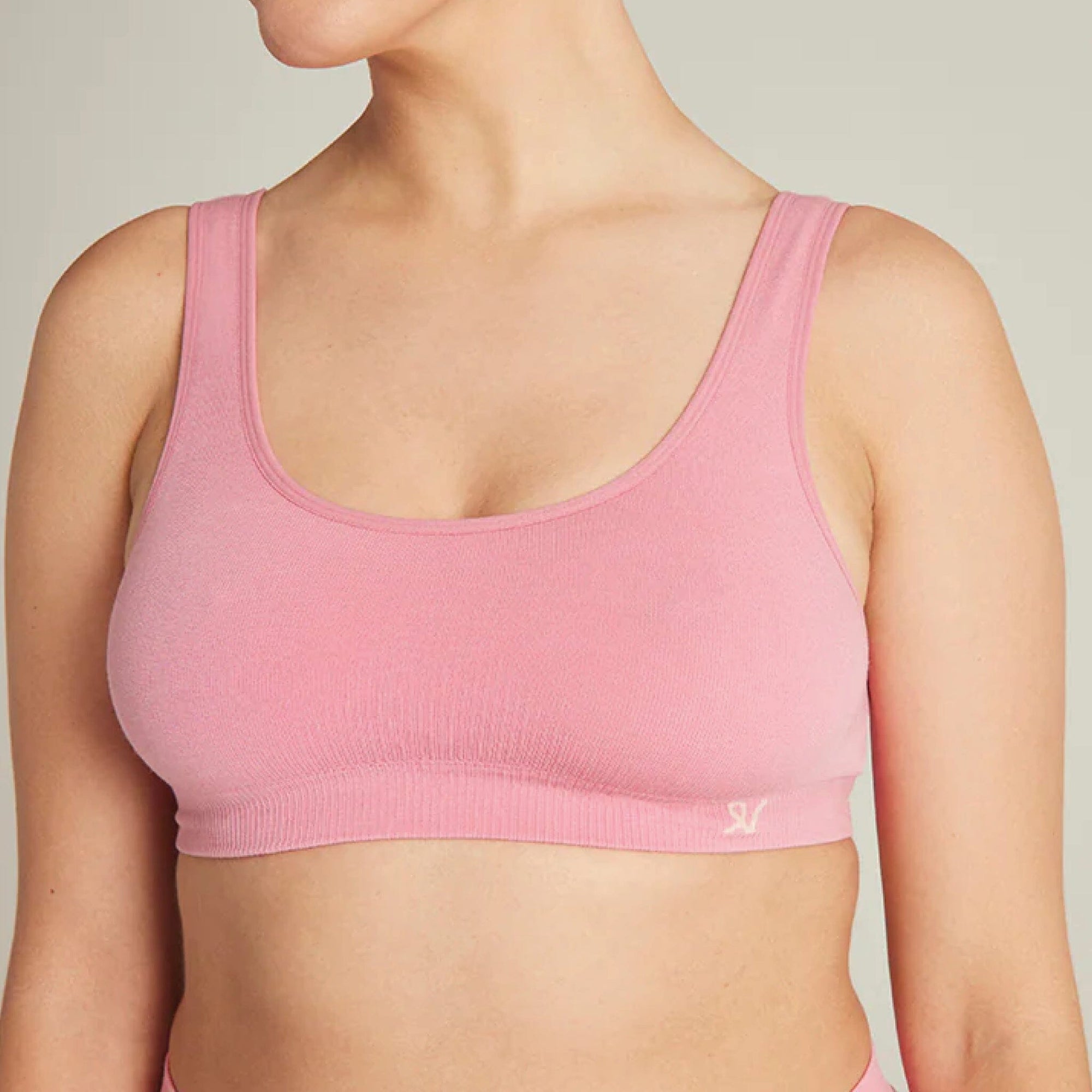 Seamless wire-free ribbed crop [Rosy Pink] Bras Nudea 