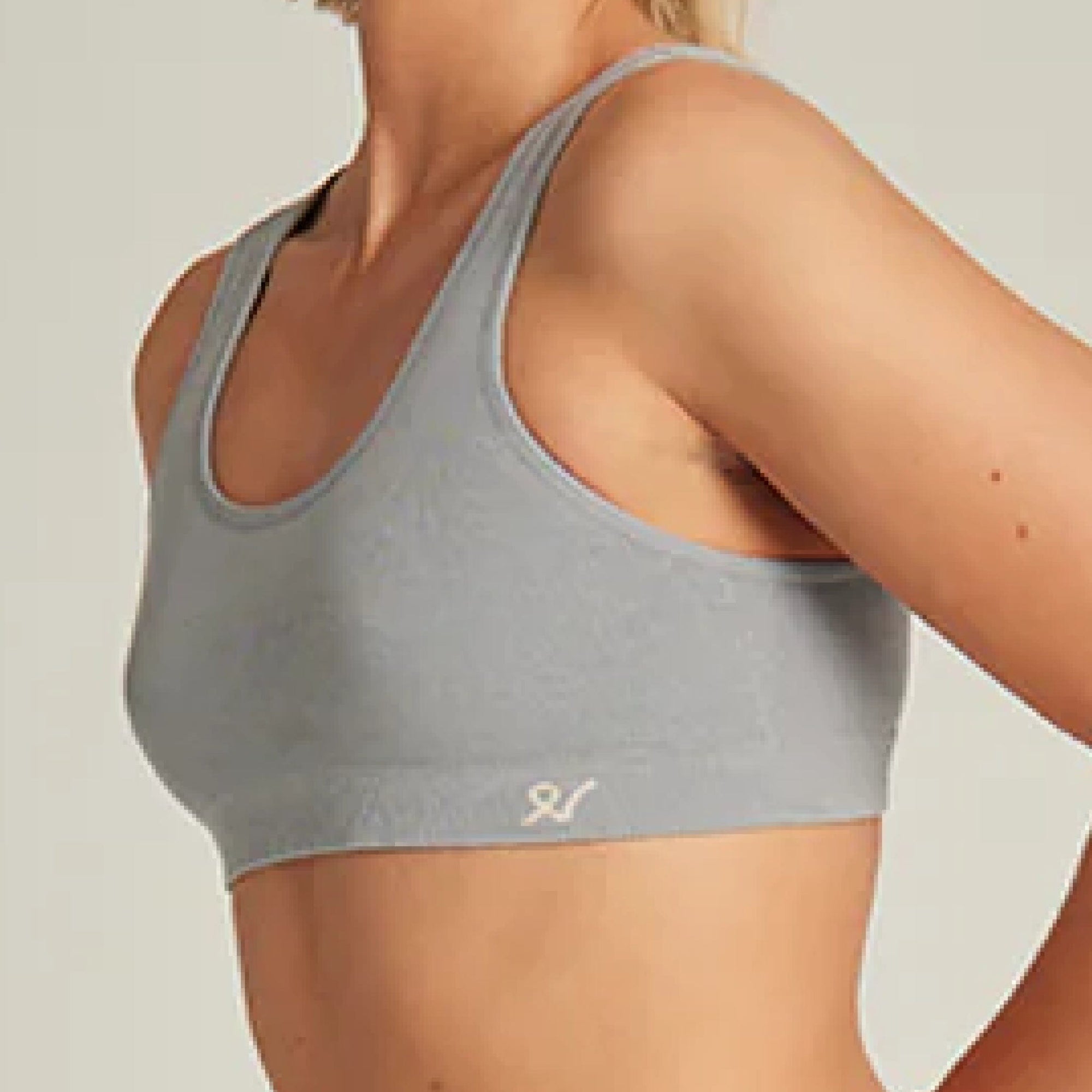 Seamless wire-free ribbed crop [Cloud Grey] Bras Nudea 