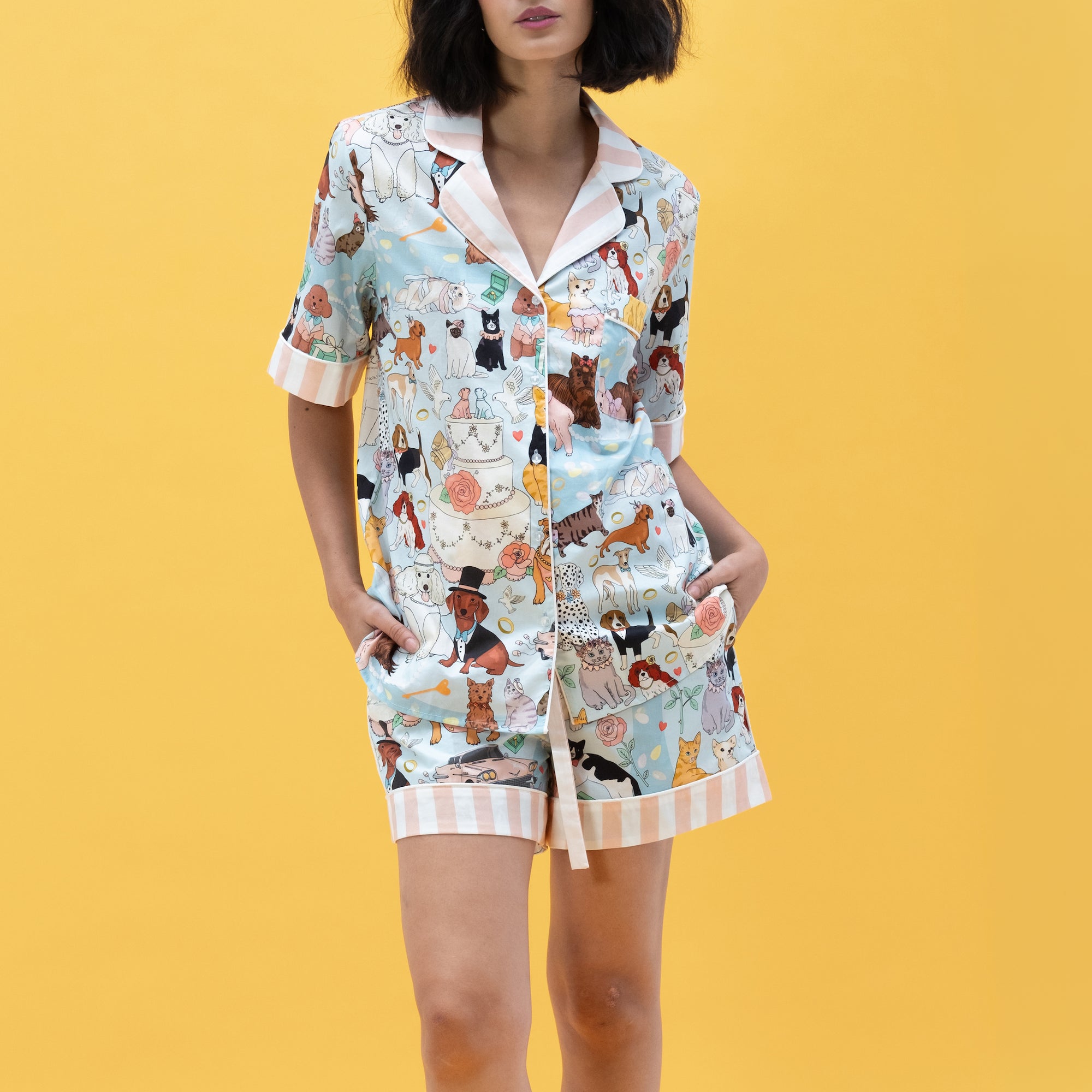 The furr-ever love short cotton pyjama set