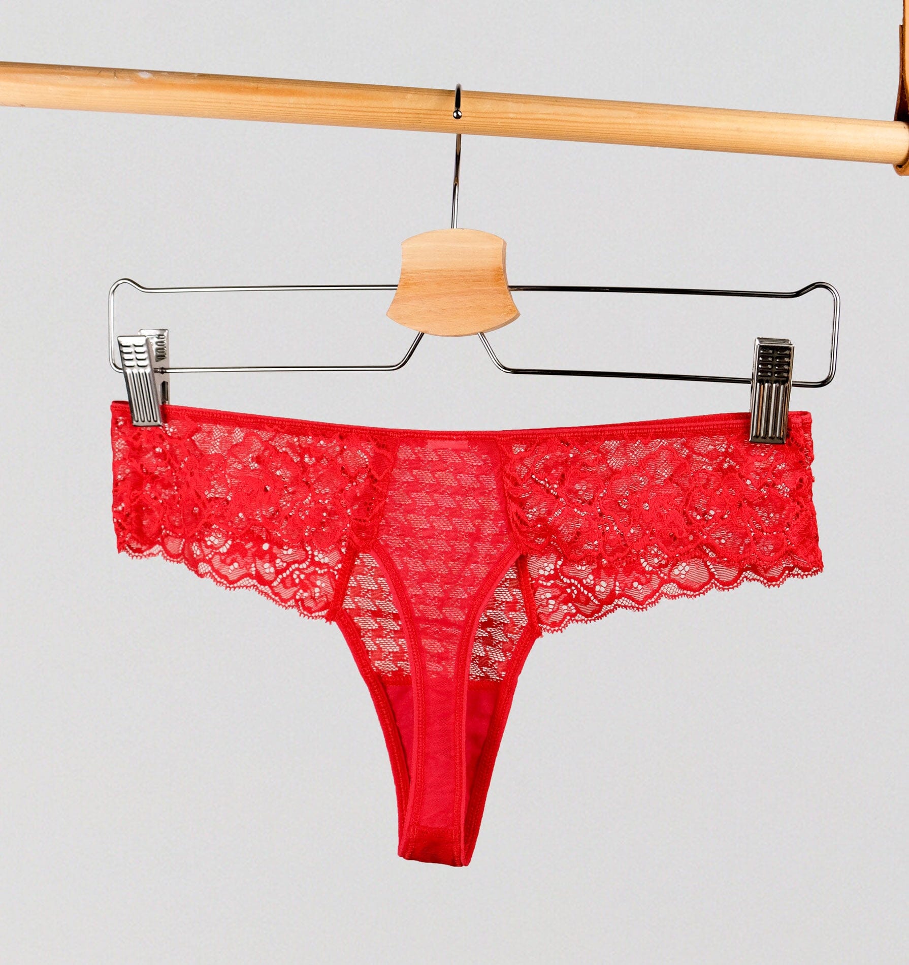 Houndstooth & floral lace thong [Poppy Red] The Pantry Underwear