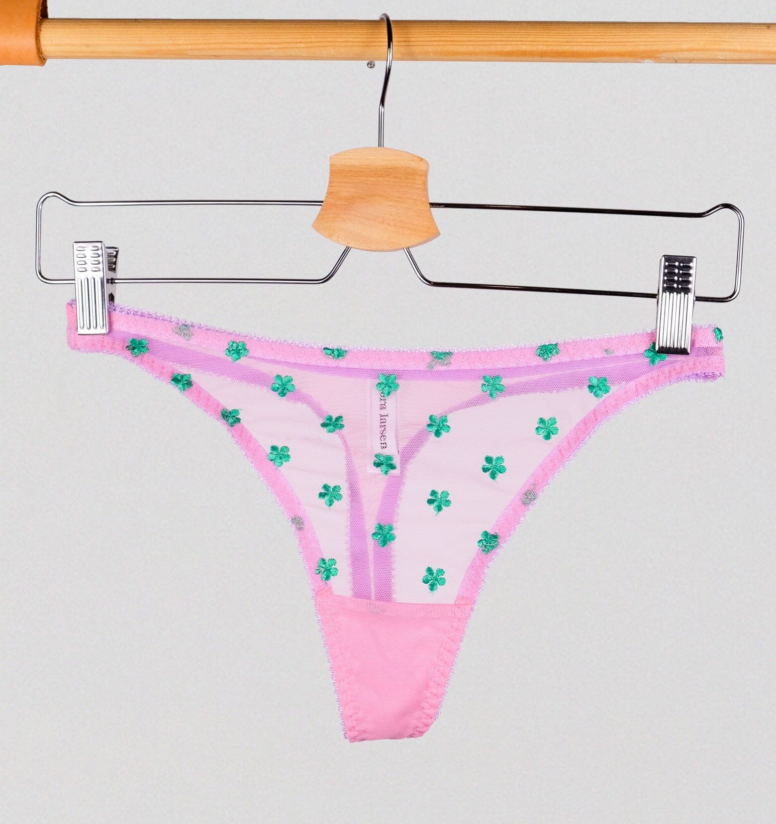 Green daisy &amp; pink mesh thong Bottoms Dora Larsen 