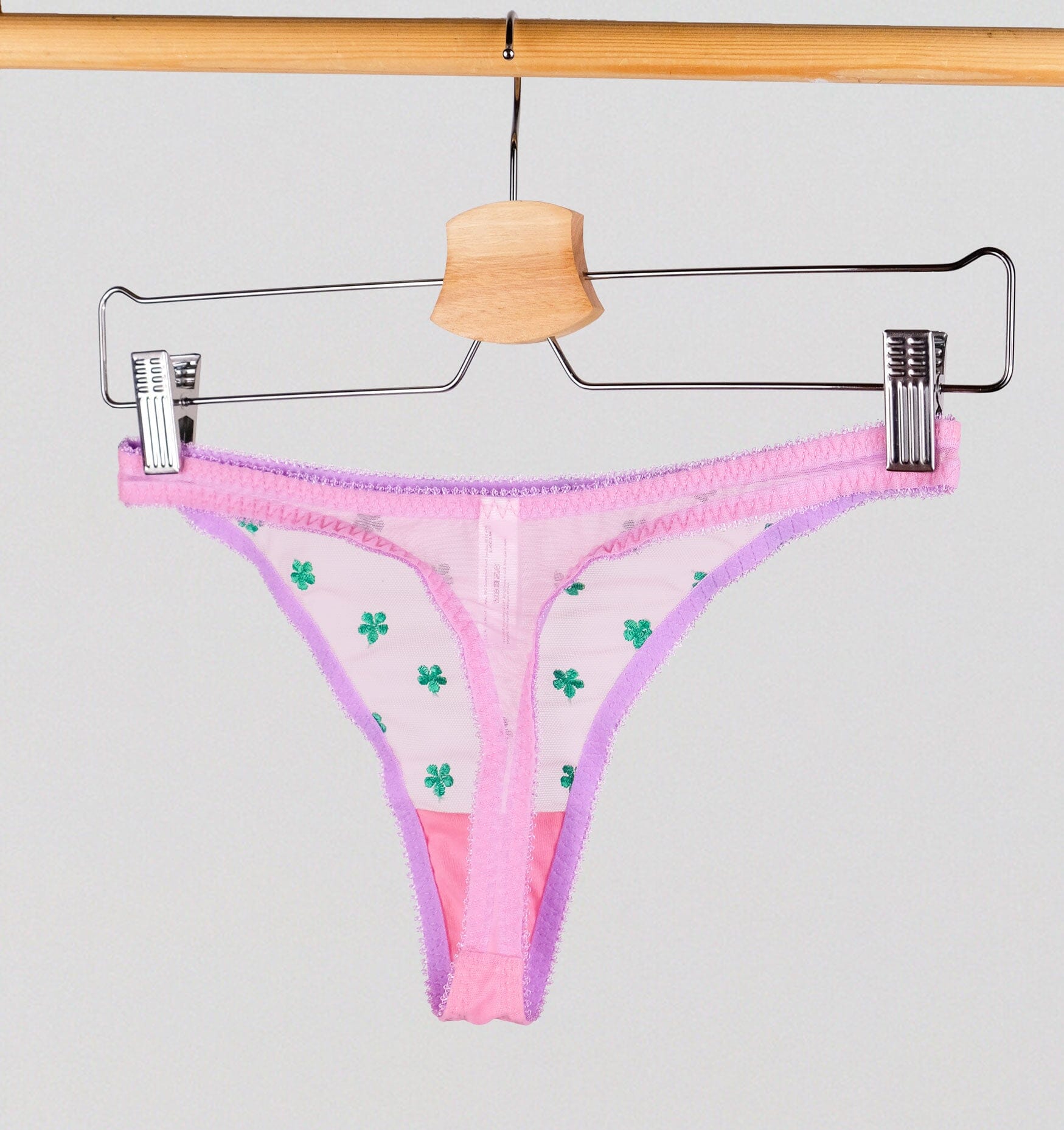 Green daisy &amp; pink mesh thong Bottoms Dora Larsen 