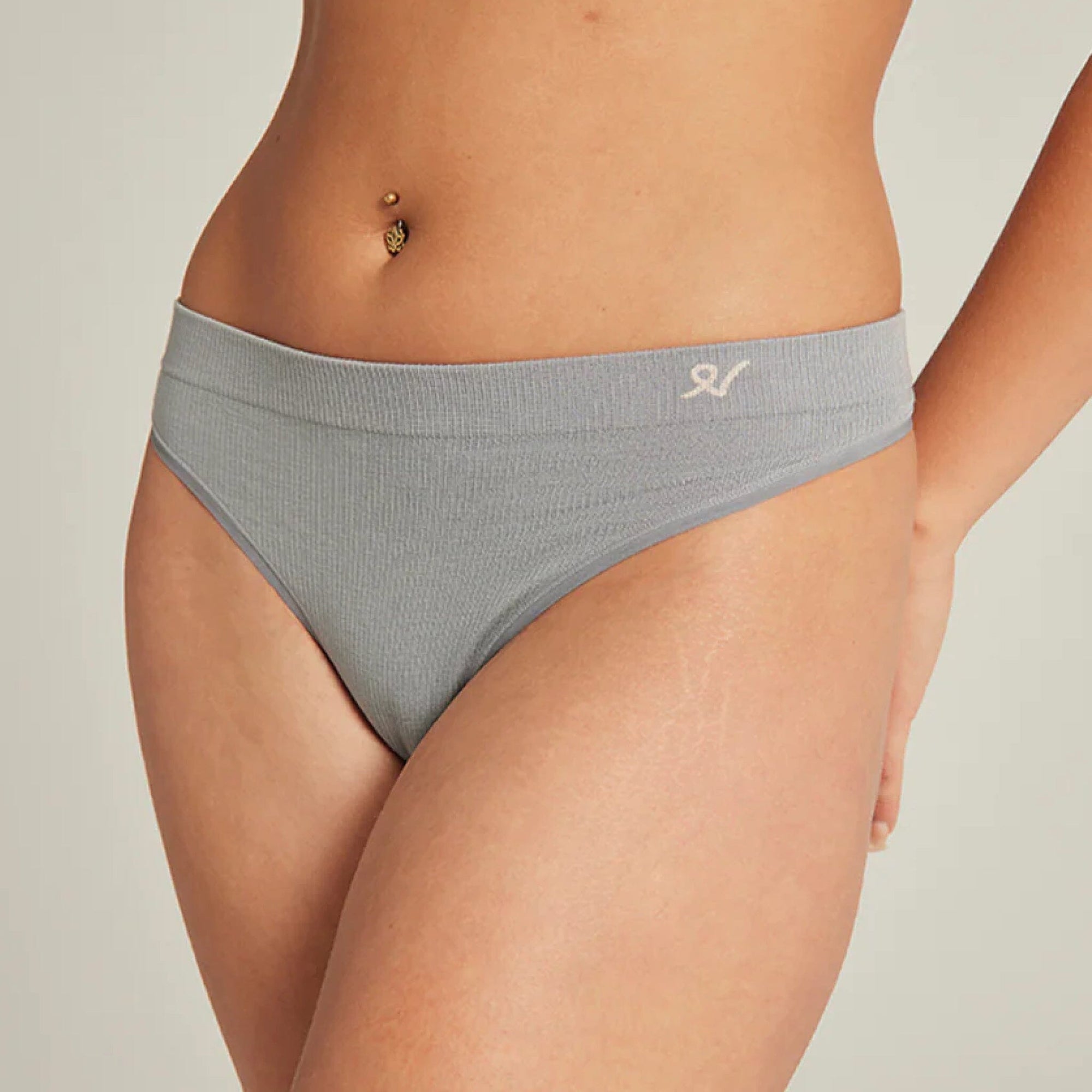 Seamless ribbed thong [Cloud Grey] Bottoms Nudea 