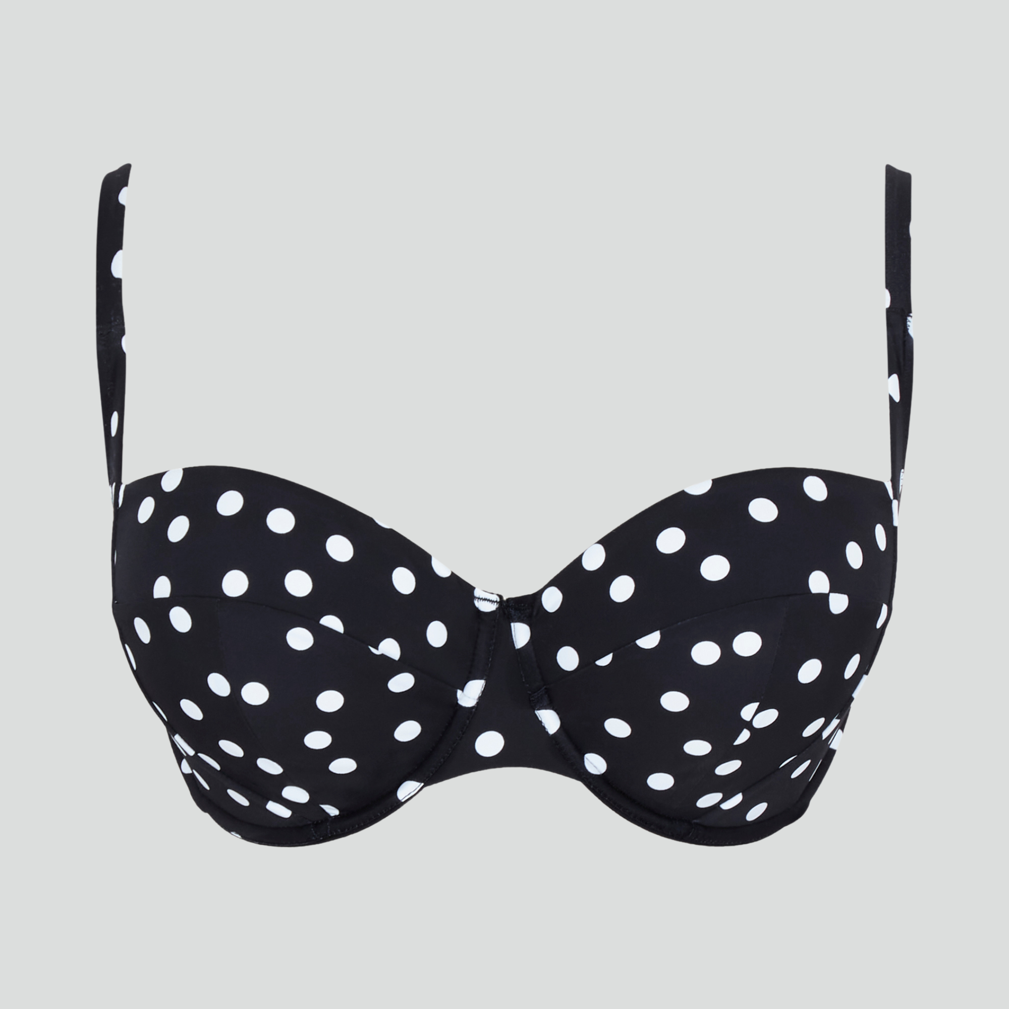Underwired demi balconette bikini top [Monochrome polka]