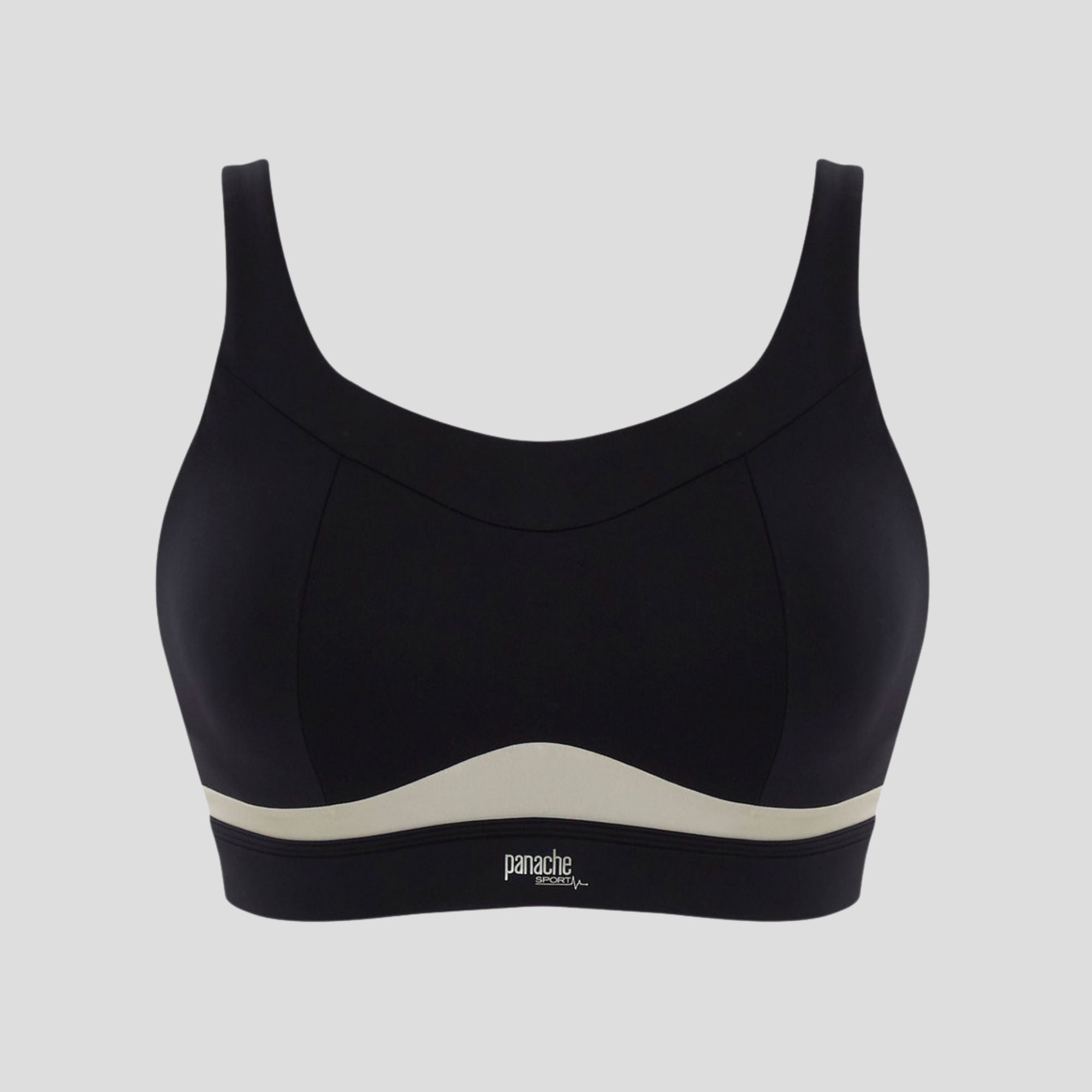 Non wired non padded sports bra [Black/Chalk] Bras Panache 