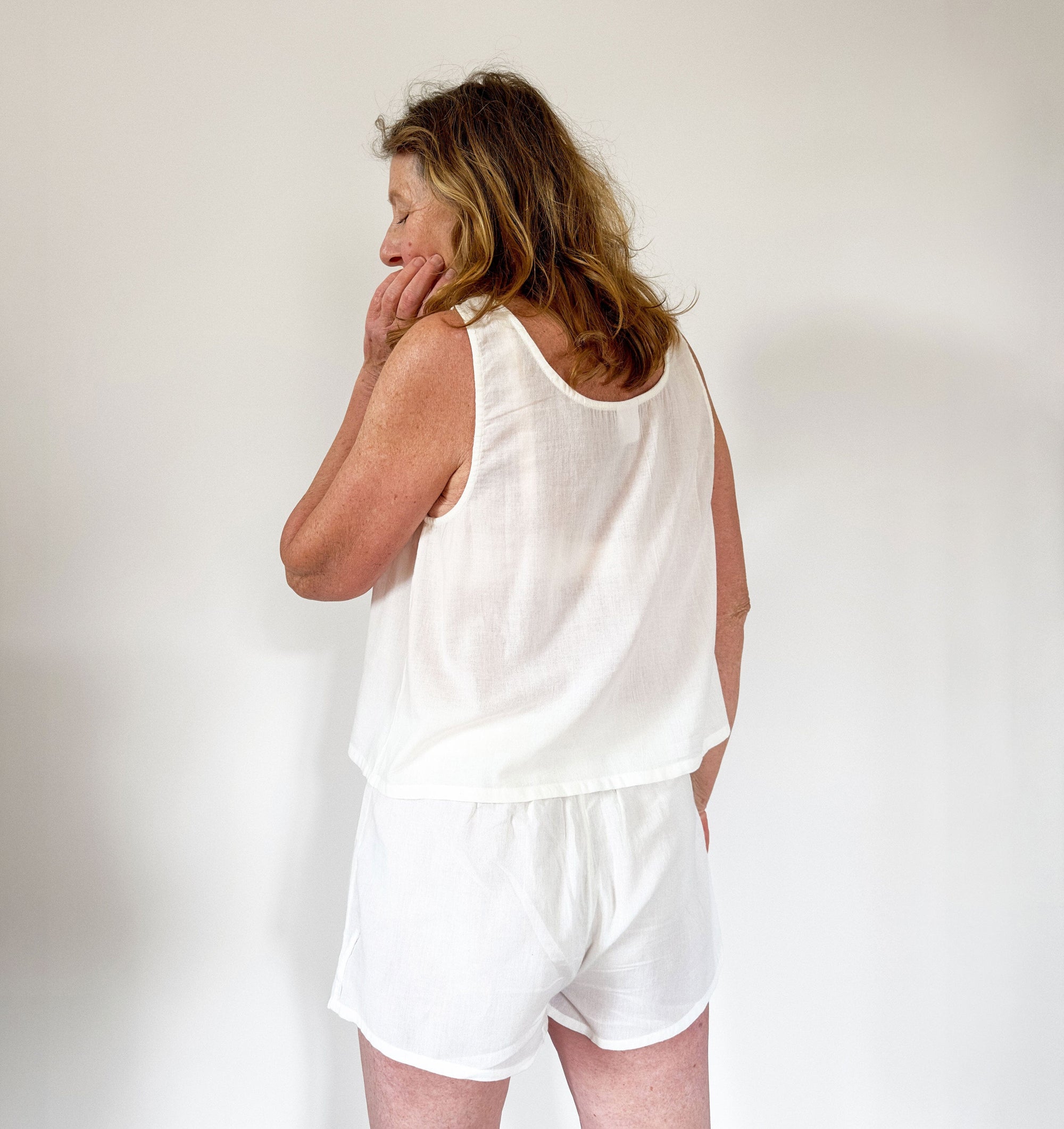 Tank & boxer sleep short set [Linen White] Sleep Nudea 