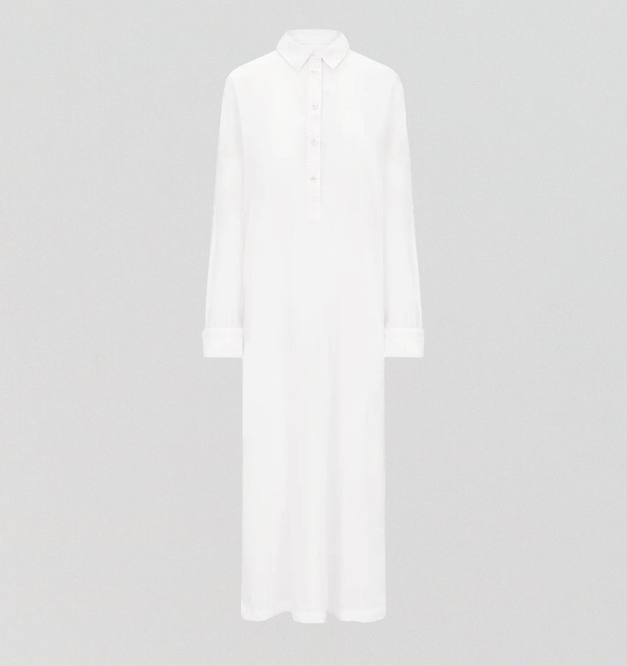 Floor length relaxed fit nightshirt [Linen White] Sleep Nudea 