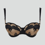Satin & lace demi balconette bra [Bronze/Black]