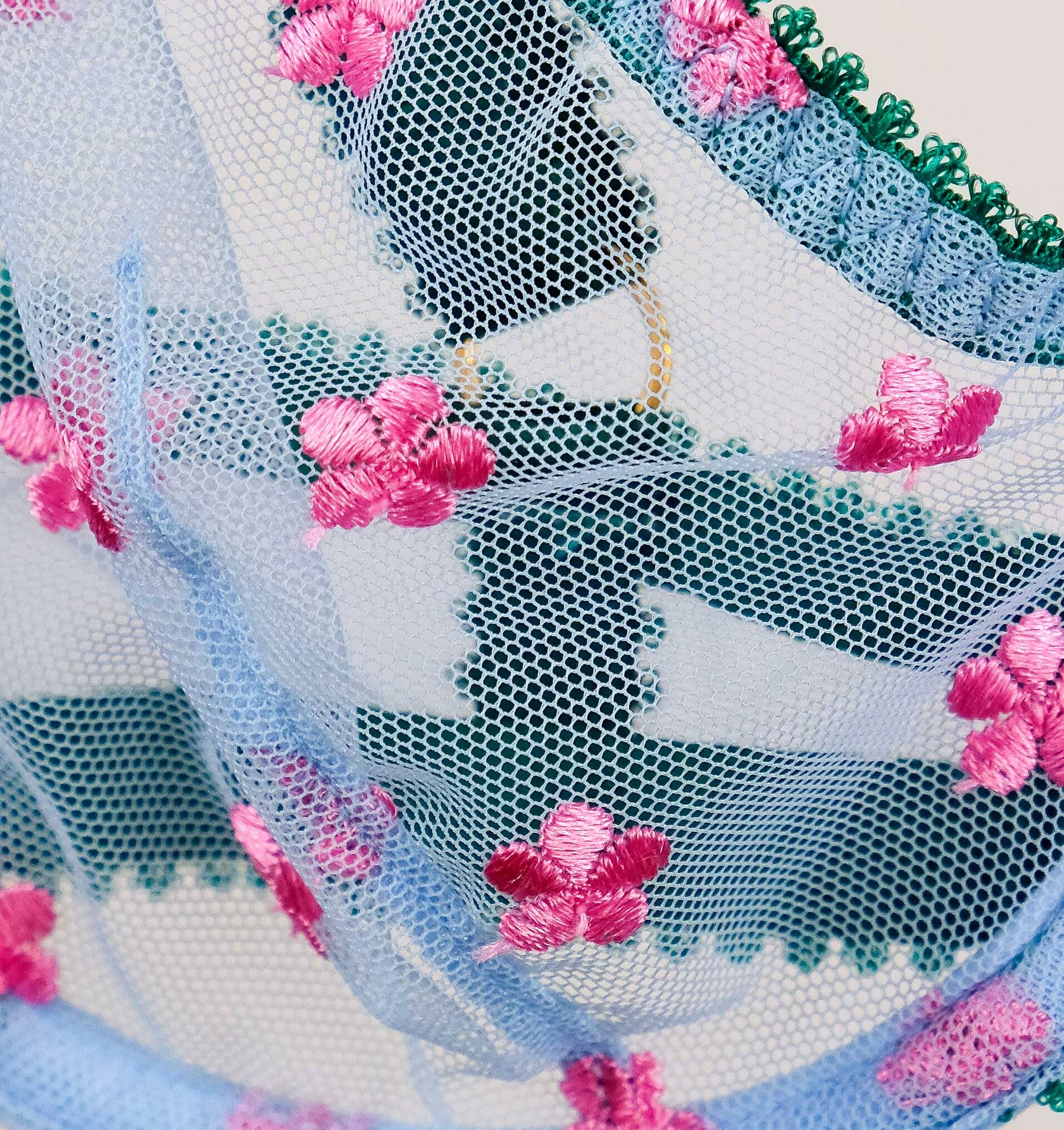 Pink daisy & cornflower mesh balconette Bras Dora Larsen 