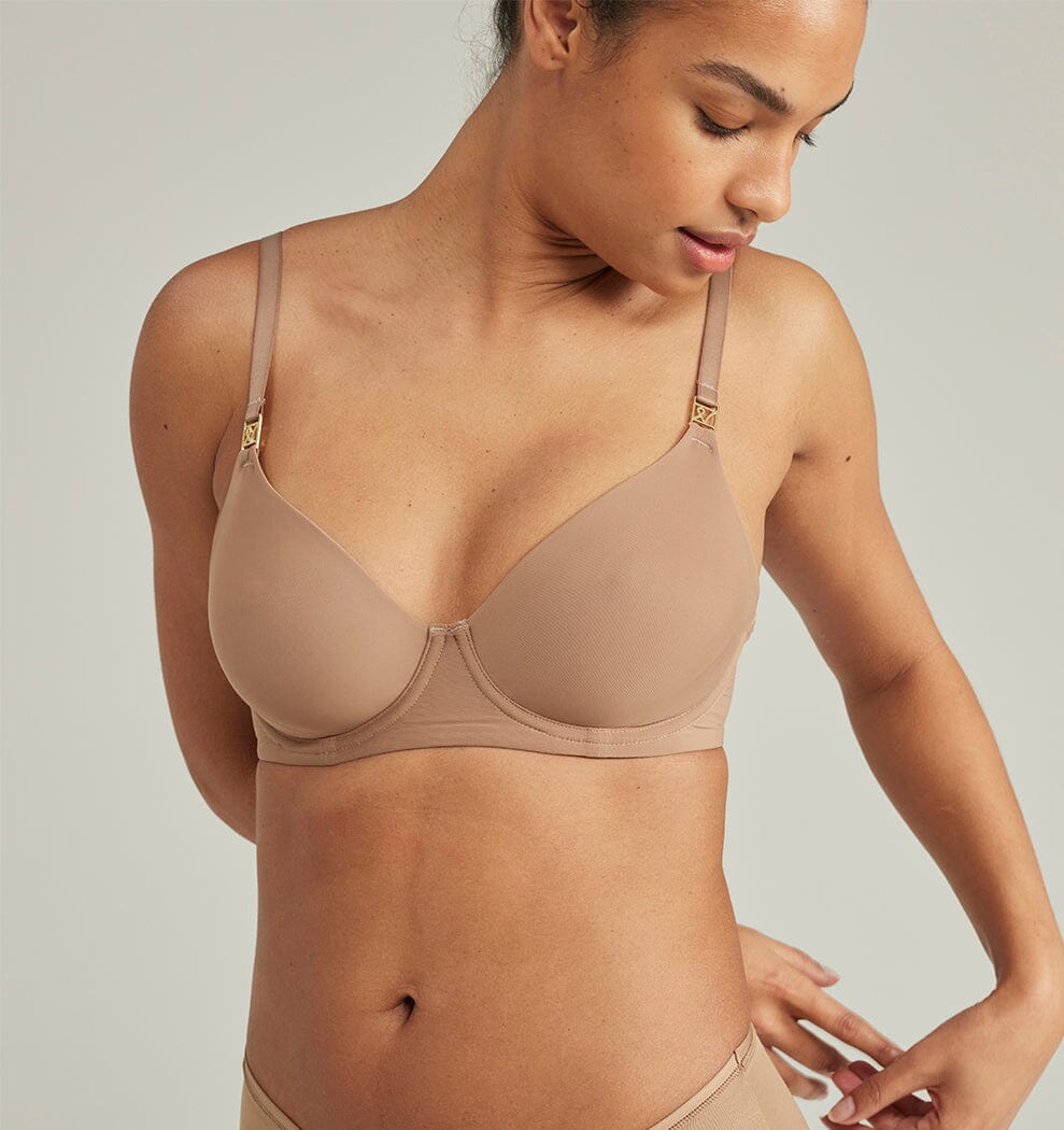 Smooth full cup t-shirt bra [Mocha] Bras Nudea 