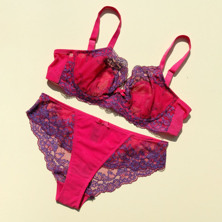 Lace seam-free brazilian [Fuchsia/Indigo] Bottoms Panache 