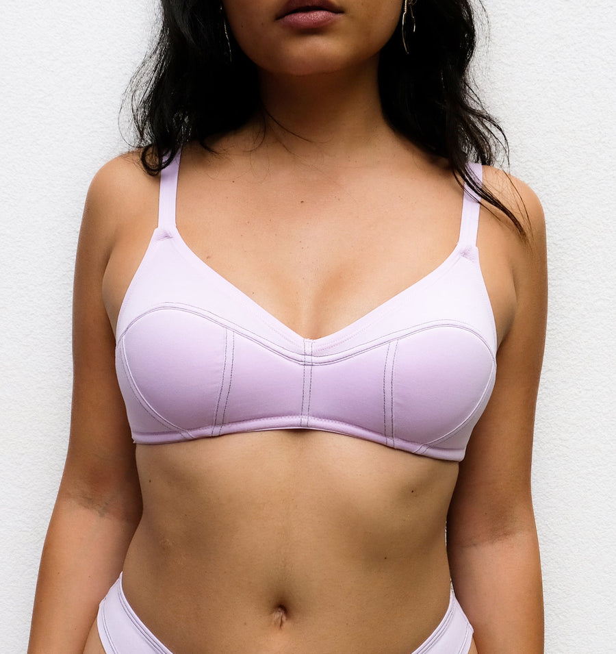 Cotton contour non wired half pad bra [Lilac] General The Pantry Underwear 