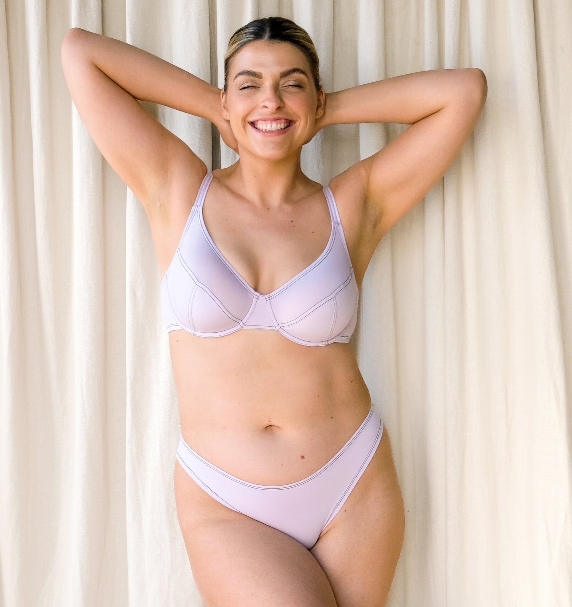 Cotton contour underwired plunge bra [Lilac] Bras The Pantry Underwear 