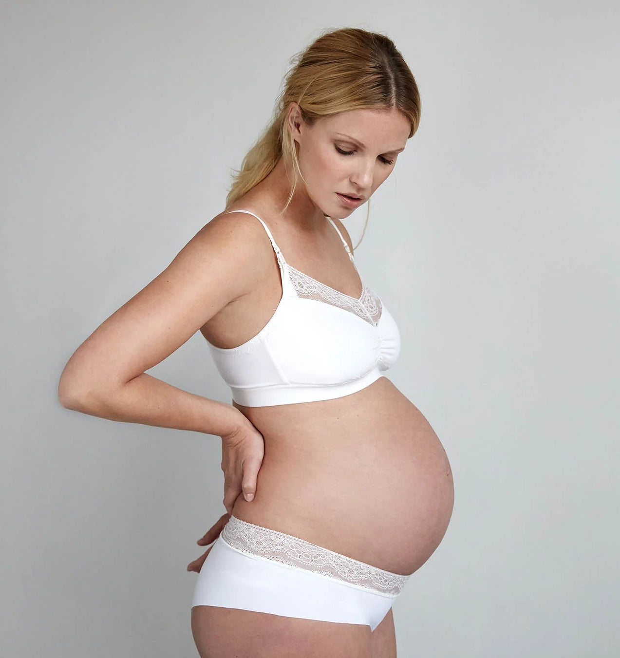 Microfibre lace trim knicker [White] Maternity Six 