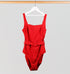 Square neck belted one piece [Venetian Red] Swim Panache 