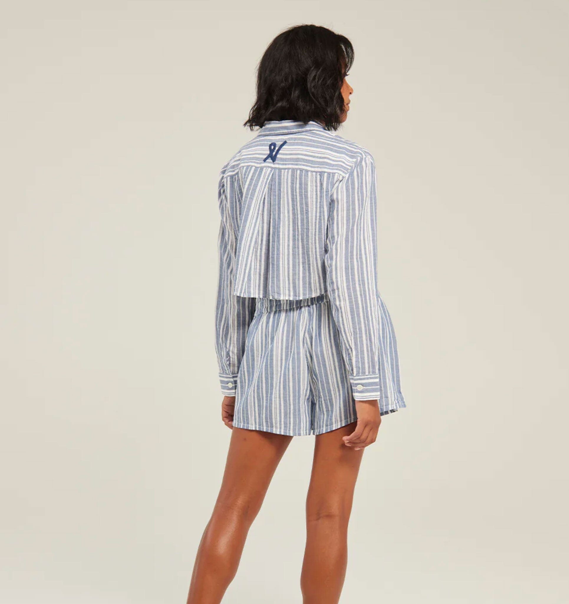 Cropped shirt & short set [French Blue] Sleep Nudea 
