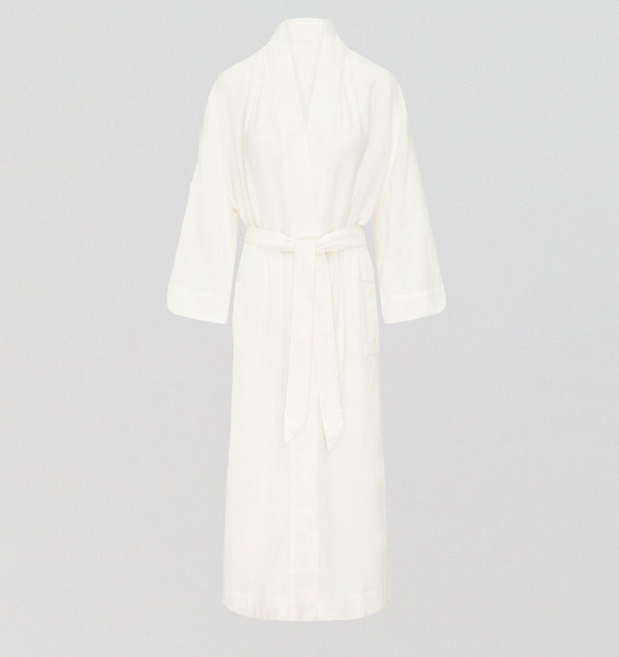 Belted cotton robe [Linen White] Sleep Nudea 