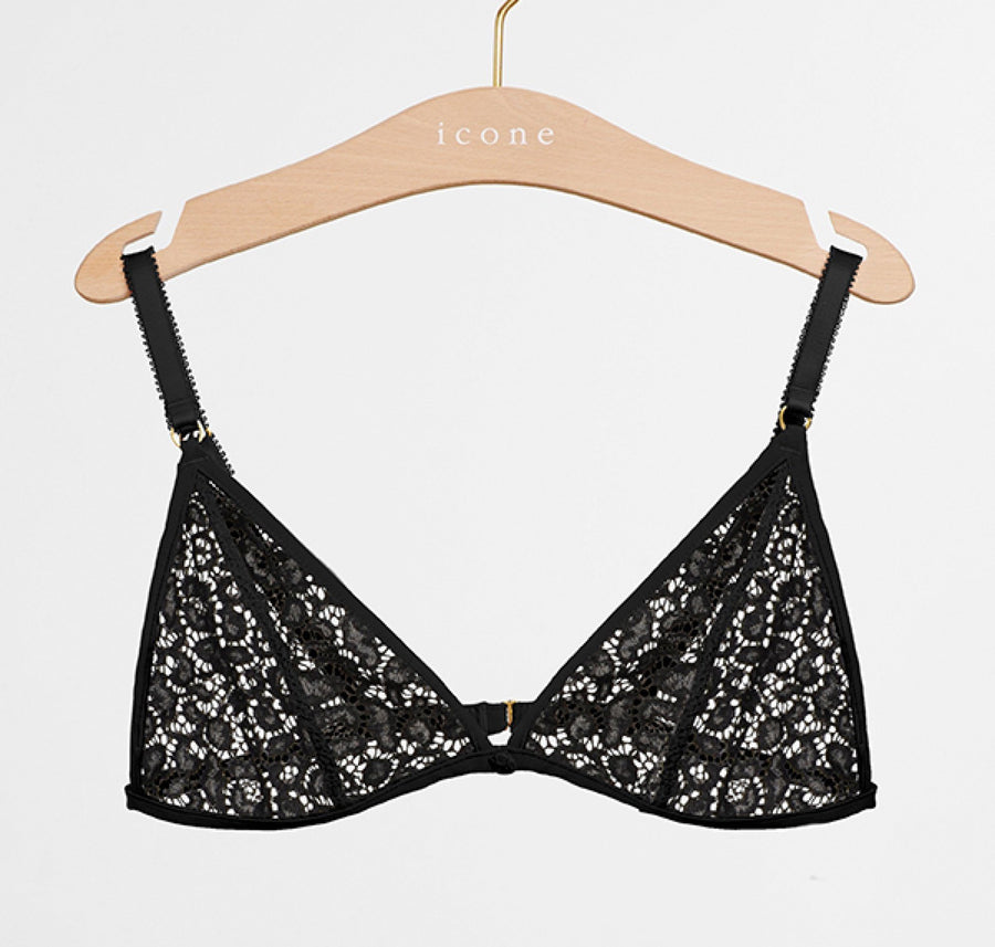 Graphic lace triangle [Black] Bras Icone Lingerie extra-small 
