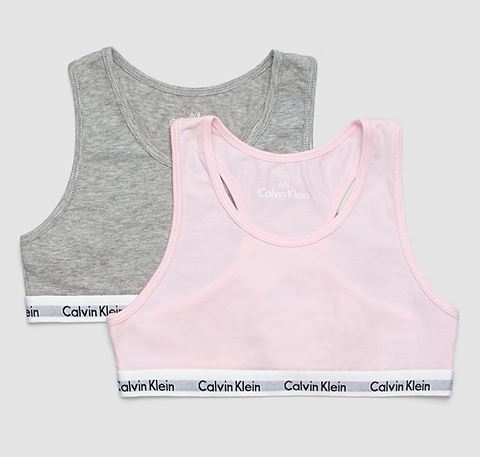 Girls cotton bralette 2pack [Pink/Grey] Bras Calvin Klein extra-small 