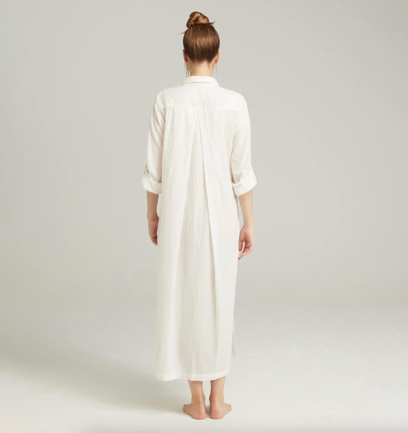 Floor length relaxed fit nightshirt [Linen White] Sleep Nudea 