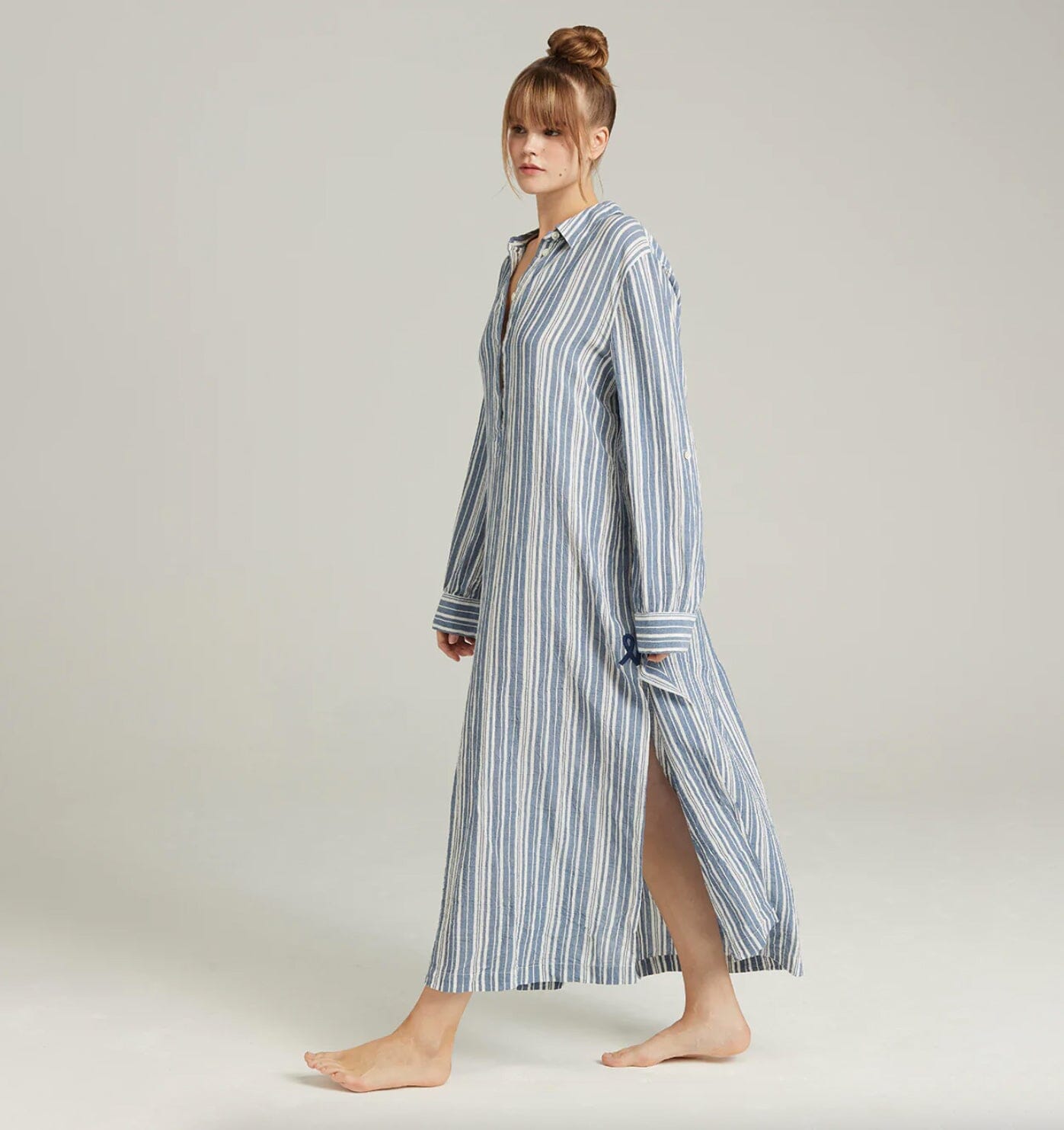 Floor length relaxed fit nightshirt [ French Blue] Sleep Nudea 