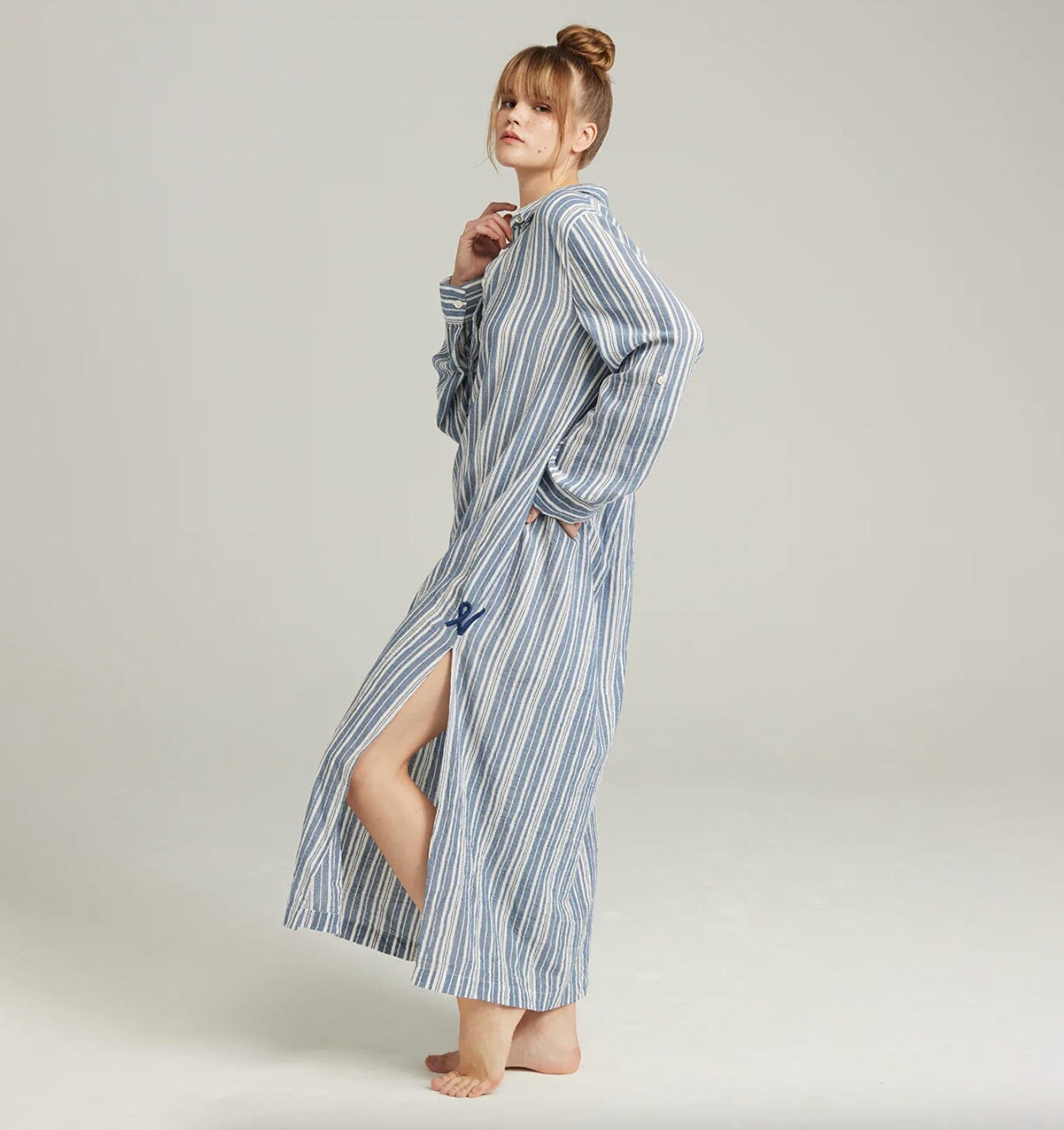 Floor length relaxed fit nightshirt [ French Blue] Sleep Nudea 