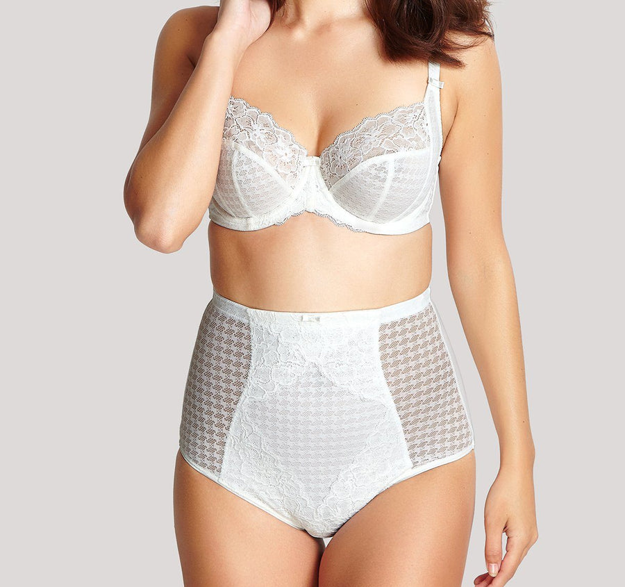 Houndstooth & floral lace balconette [Ivory] Bras Panache 