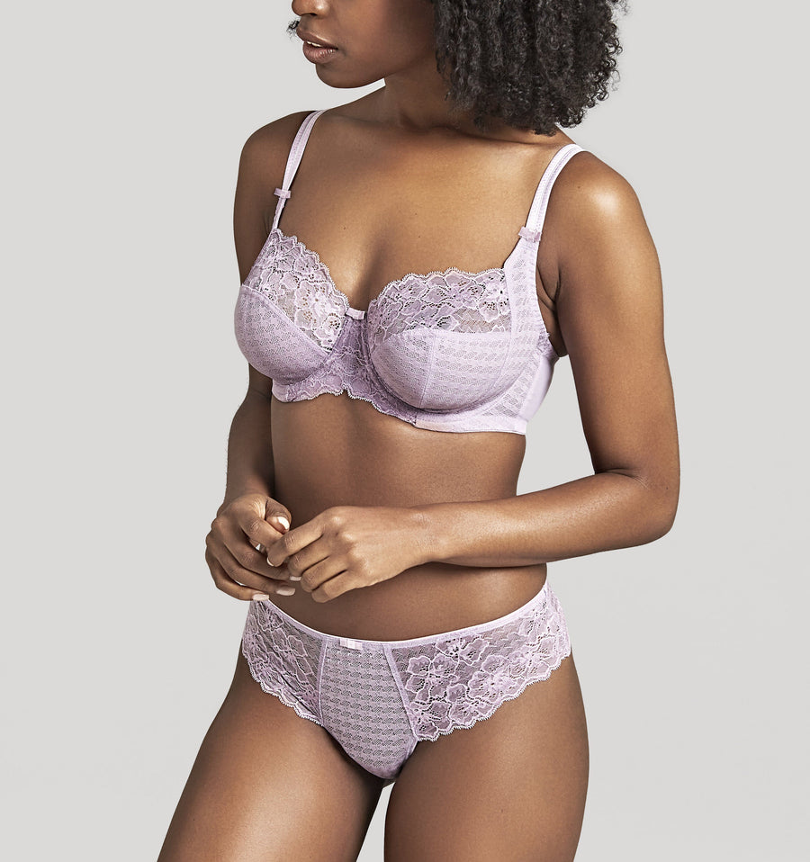 Houndstooth & floral lace balconette [Lilac] Bras Panache 
