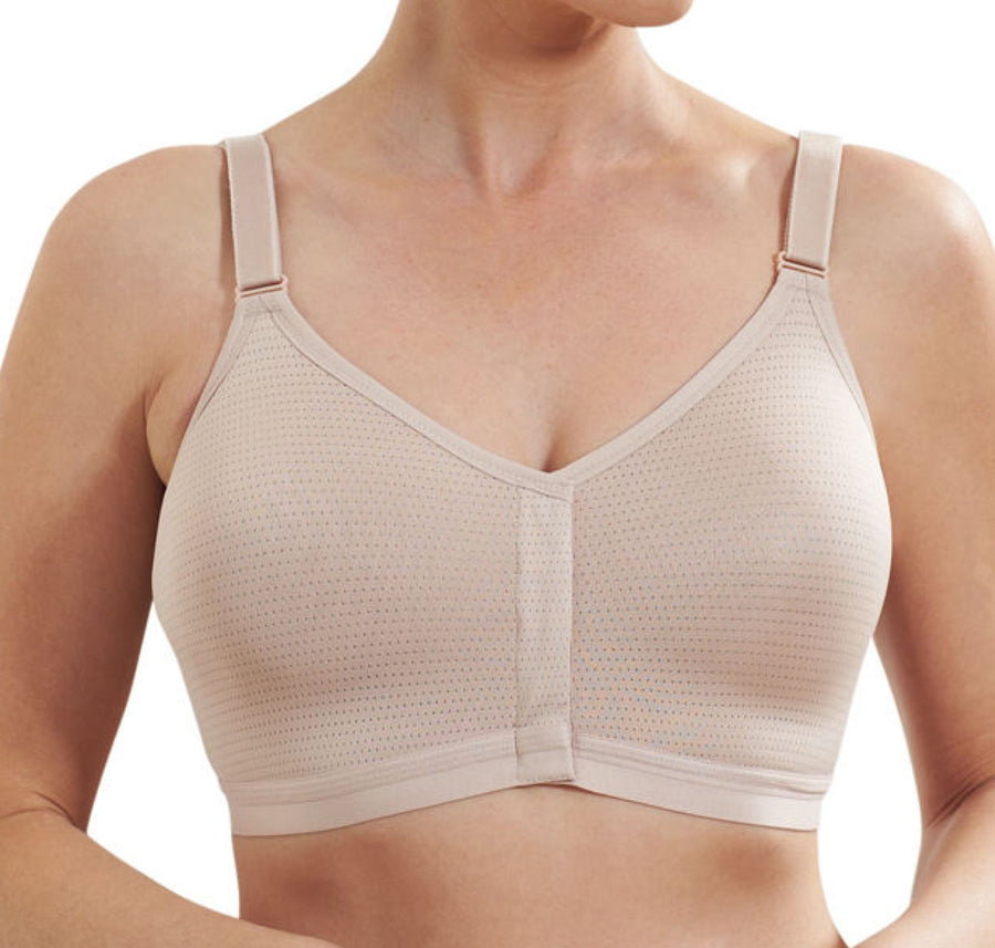 Xianrenge Women Post Surgery Front Fastening Sports Bra With Wide Back  Support, Beige