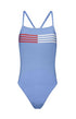 Cross back flag lines one piece [Baby blue] Swim Tommy Hilfiger 