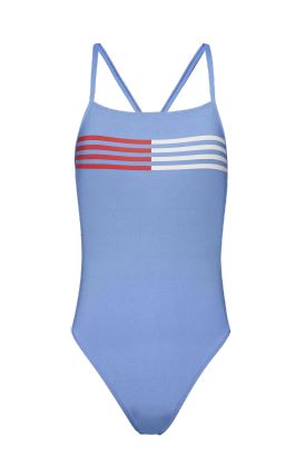 Cross back flag lines one piece [Baby blue] Swim Tommy Hilfiger 