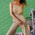 Gingham waffle low-back multi-tie jumpsuit [Yellow Gingham] Swim Lilliput & Felix extra-small 