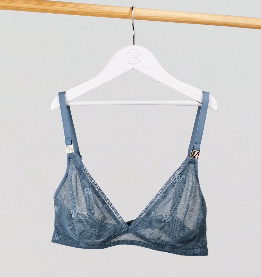 Abstract mesh non wired bralette [Denim] – The Pantry Underwear