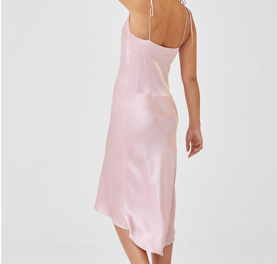 Calf-length silk slip dress [Pantry Pink] Sleep Hesper Fox 