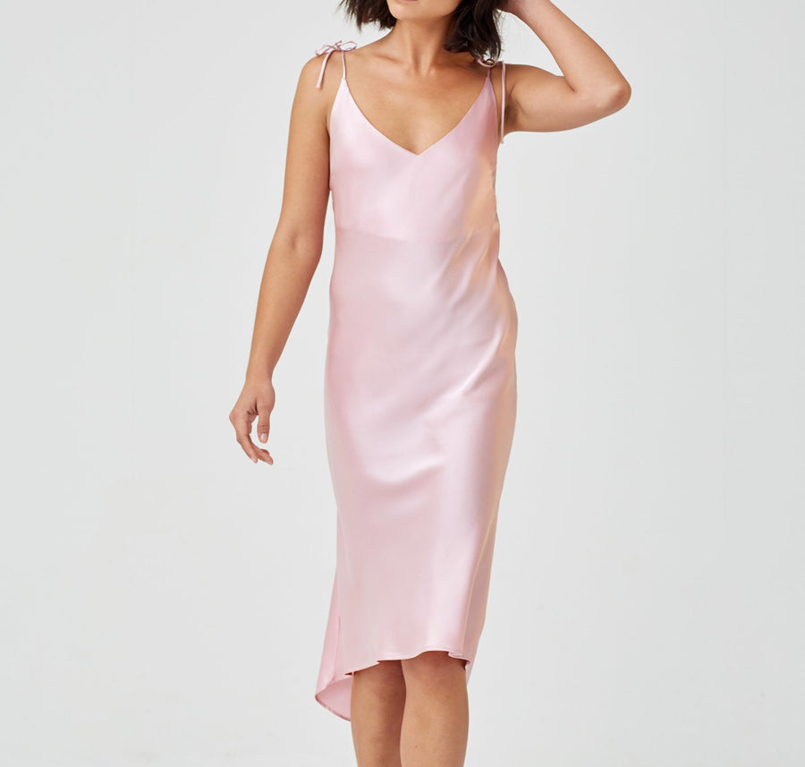 Calf-length silk slip dress [Pantry Pink] Sleep Hesper Fox extra-small 